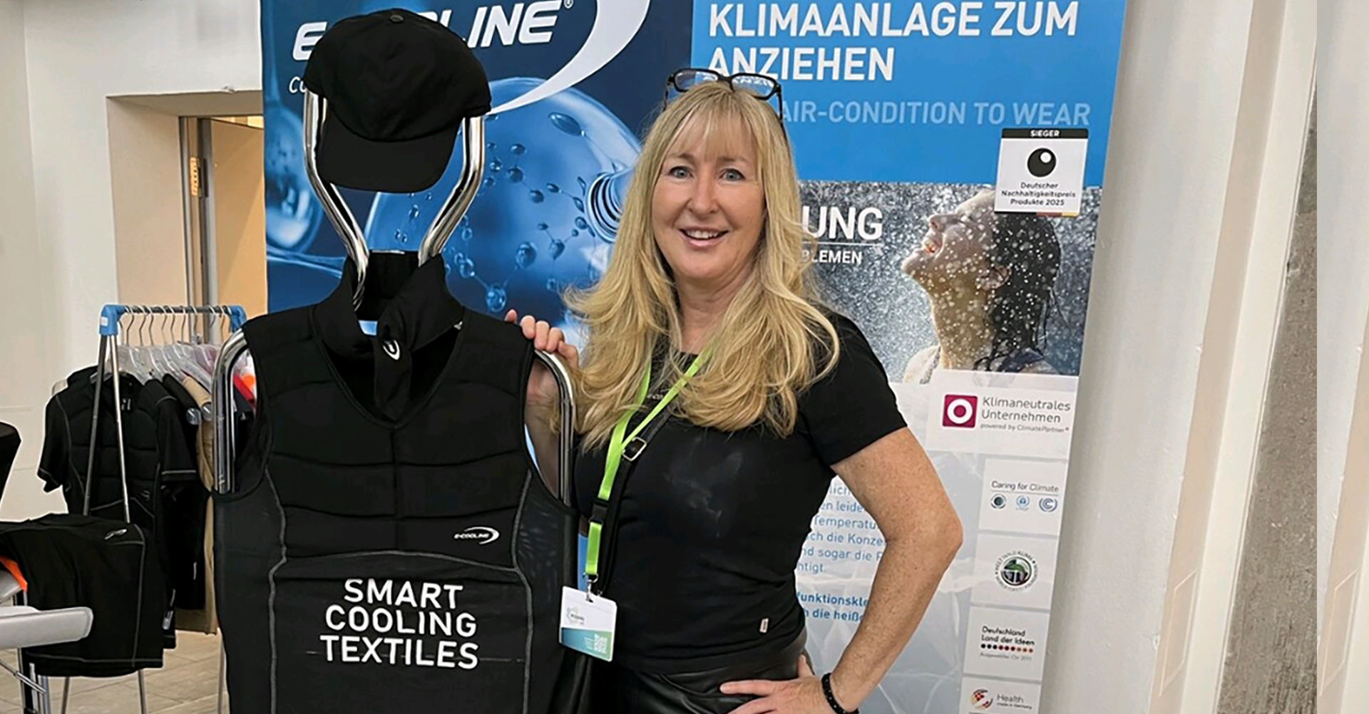 GAbriele Renner mit E.COOLINE Kühlkleidung beim ersten Resilience Kongress in Neuss / NRW