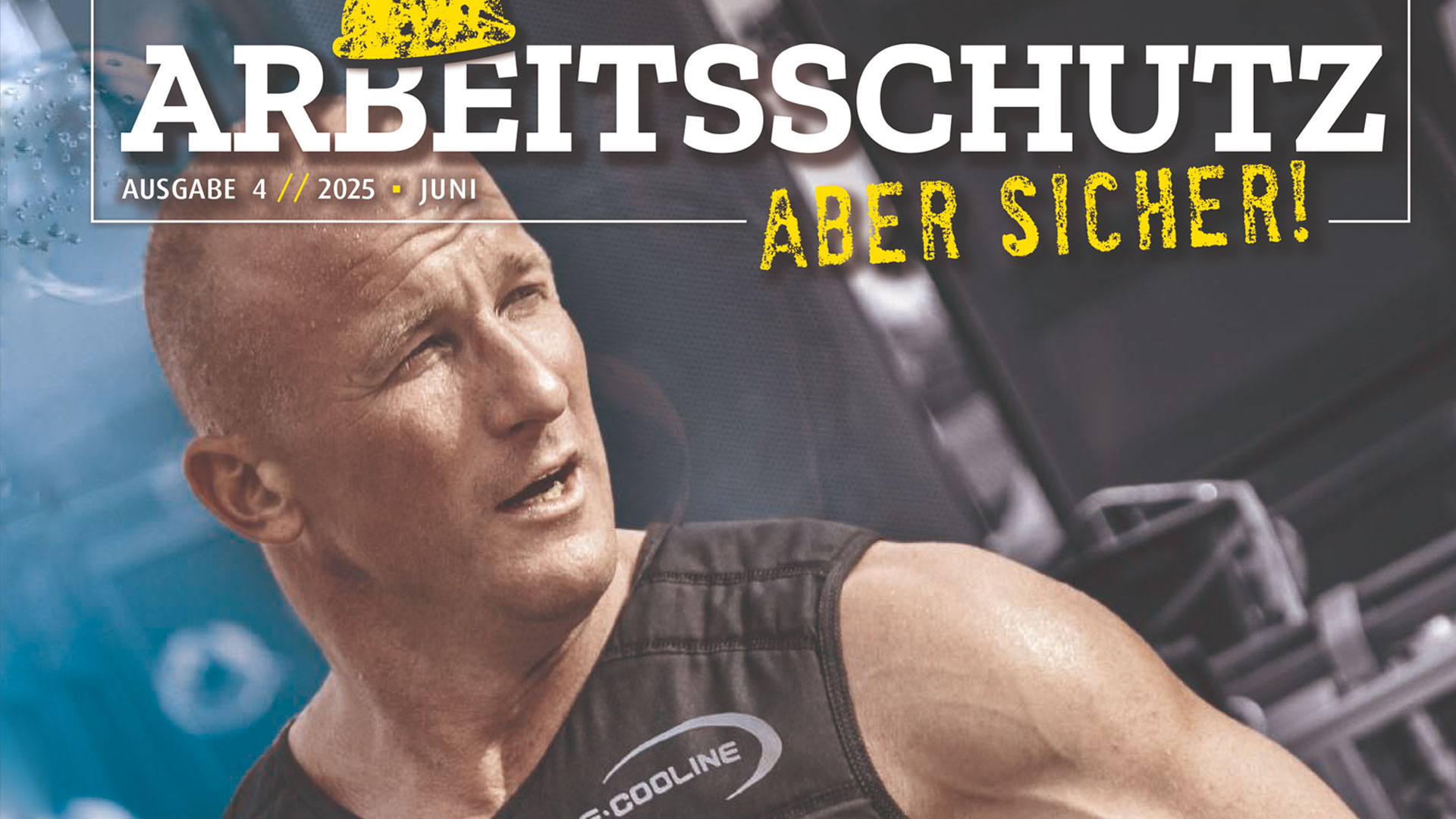 Titel der Zeitschrift "Arbeitsschutz - aber sicher" mit E.COOLINE Kühlkleidung